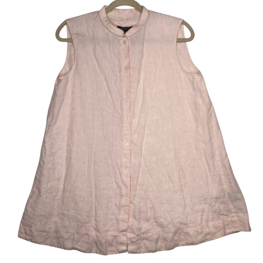 LAFAYETTE 148 Dust Pink 100% Linen Beach Vacation Sleeveless Top Women's  M